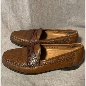 Alan Payne Genuine Crocodile and Amalfi Deerskin Penny Loafers Mens 9.5 Brown